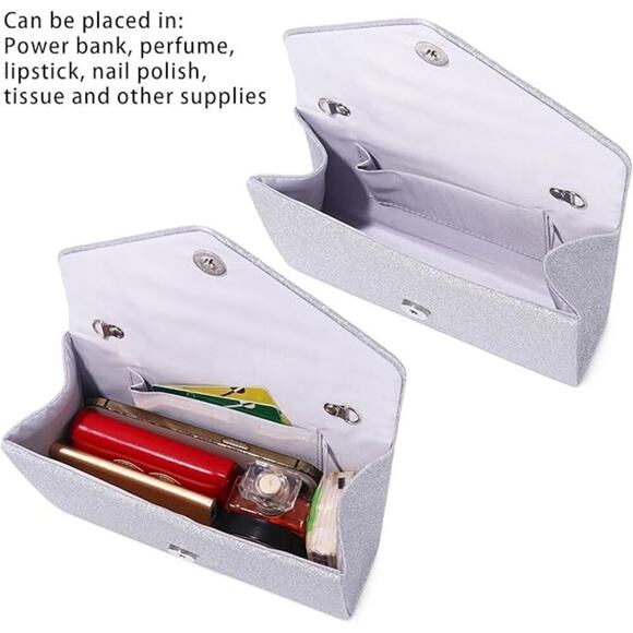 Labair Women's Clutch Purse Sparkly Rhinestone Evening Handbag, Silver - Picture 5 of 7